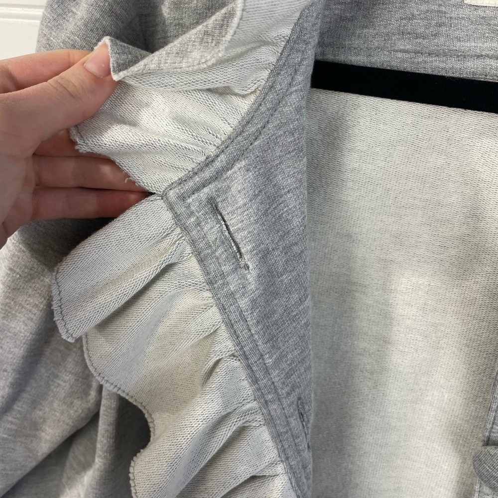 Kut from the Kloth Button Front Ruffle Gray Long Casual Jacket M GUC - Picture 9 of 16